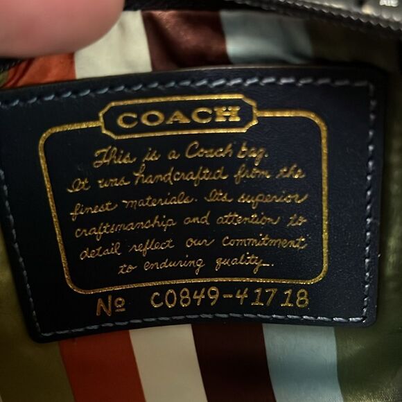 NWT Coach F41718 Signature Legacy Stripe Denim Wristlet Pouch - Picture 8 of 16